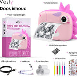 Vesfy Kindercamera met printer - 1080P HD - 32GB - USB Oplaadbaar - 3 tot 14 jaar