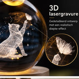 DMG Supply 3D Kristallen Bol Lamp - USB Oplaadbaar - LED Lamp - Nachtlamp - Tafellamp - Bureaulamp