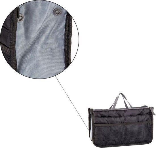 Handtas organizer - Bag in Bag - 11 ruime vakken - Zwart - 29 x 9 x 17 cm - Tasorganizer