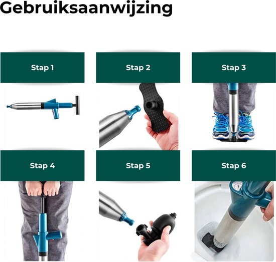 AKSA Home® WC Ontstopper - Gootsteenontstopper - Toilet Ontstopper - Ontstoppingsveer - Rioolontstopper - Groen