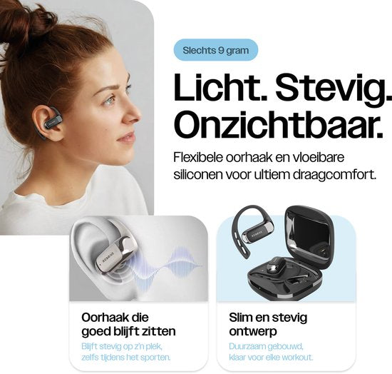 REBØNE® Sport Oortjes - Oordopjes Draadloos - Open ear - Draadloze - Bluetooth Koptelefoon