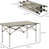 Opvouwbare Campingtafel met Oprolbaar Tafelblad van Aluminium - 95 x 55 cm - Khaki