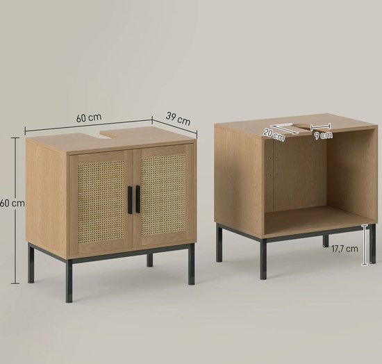 Wastafelonderkast met Uitsparing Boho-design - 60 cm hoog