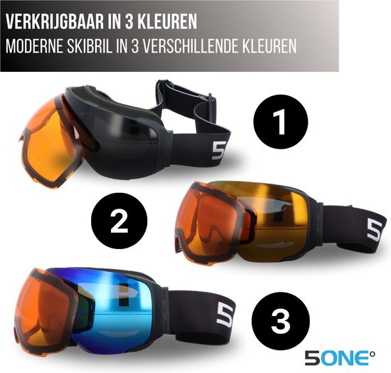 5one® Alpine 9 - Skibril met 2 Verwisselbare Lenzen - en Oranje