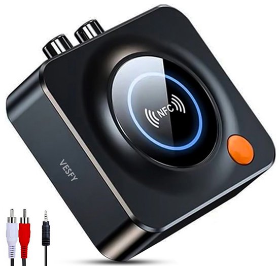 Vesfy Bluetooth Ontvanger - Bluetooth 5.1 Adapter - NFC - AUX & RCA - Voor Stereo, Speakers & Auto