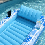 Opblaasbaar Tanning Bed – Opblaasbaar Ligbad voor Zonnen & Relaxen – Waterhangmat met Hoofdkussen en Bekerhouders – Drijvend Luchtbed Zwembad – 177,8 x 116,8 cm - Tanning Pool