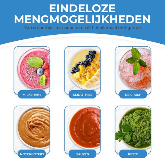 NovaWare Blender - 1.5L - Inclusief beker to go 600ml - 1300W Smoothie Maker - Mini Blender – Met Display - Glas - Zwart
