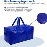 Opbergtassen XL - Blauw - 4 Stuks - 92 Liter - Verhuistassen - Big Shopper - Waterdicht - Opbergzak met Handvat