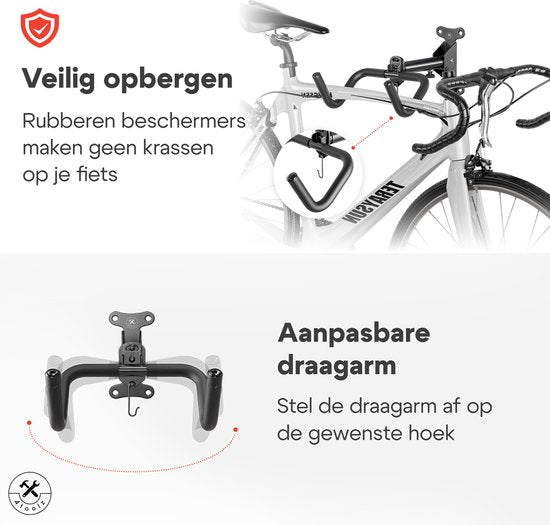4toolz® Fiets Fiets Ophangsysteem Opklapbaar - Wandbeugel voor fiets