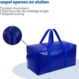 Opbergtassen XL - Blauw - 4 Stuks - 92 Liter - Verhuistassen - Big Shopper - Waterdicht - Opbergzak met Handvat