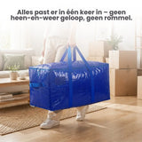 Opbergtassen XL - Blauw - 4 Stuks - 92 Liter - Verhuistassen - Big Shopper - Waterdicht - Opbergzak met Handvat
