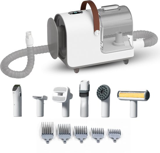 Carewat 6-in-1 Huisdier Stofzuiger en Trimmer Set – Professionele Hondentondeuse met Stofzuiger – Trimset Hond en Kat – Stil, Krachtig en Hygiënisch