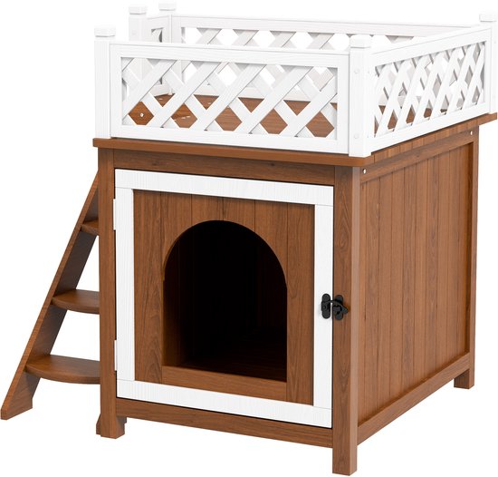 4goodz Kattenhok met dakterras 67,5x63x68,5cm - Bruin