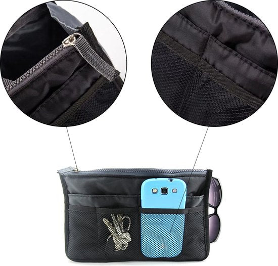 Handtas organizer - Bag in Bag - 11 ruime vakken - Zwart - 29 x 9 x 17 cm - Tasorganizer