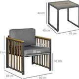 Tuinset, 3-delig, inclusief zitkussen, houtdecor, roestvrij metalen frame, Grijs