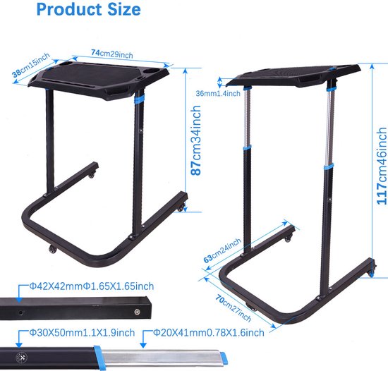 4toolz® Fietstrainer Tafel - Laptop tafel voor fietstrainer - Stabureau In hoogte verstelbaar