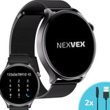 Nexvex® Ultra 2X Smartwatch - Sporthorloge met Belfunctie - Bloeddrukmeter - Stappenteller - Hartslagmeter - Bluetooth Activity Tracker - Android, iOS - 1.46 Inch - Zwart - Staal