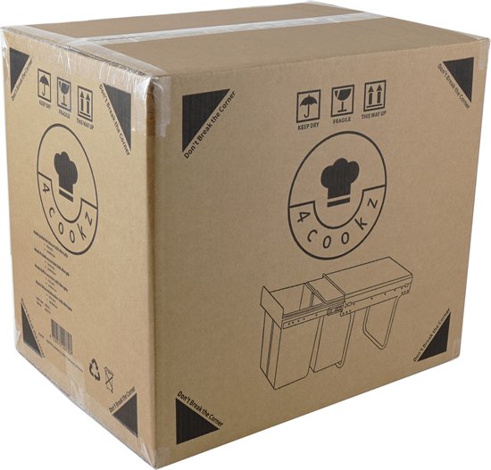 4cookz® Inbouw Prullenbak Duo 2 bakken Afvalscheiding 2x 20 liter - 34 cm breed