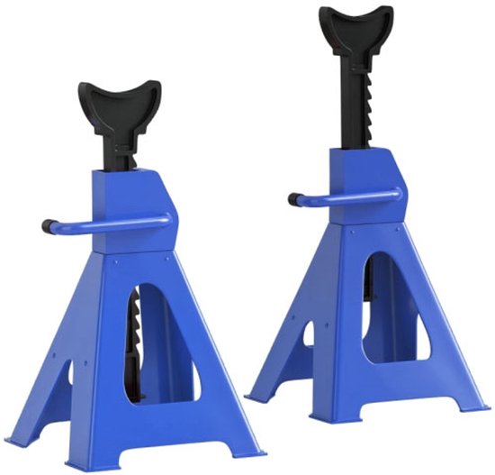 set 2 stuks Assteunen hoogteverstelbaar - autobok 3000 kg - 3 ton - Blauw
