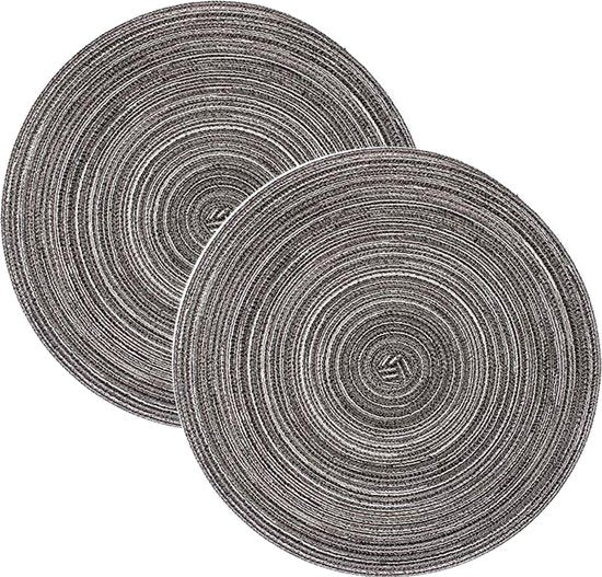 Placemat - 2 stuks - Placemat Rond - 38 cm - Placemats Rond Gevlochten - Tafelonderzetter - Tafel onderleggers - Onderleggers placemat