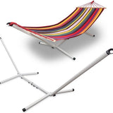 Stevige Hangmatstandaard - Wit - Staal - Afmeting: 280-340x105cm - 150kg draadvermogen