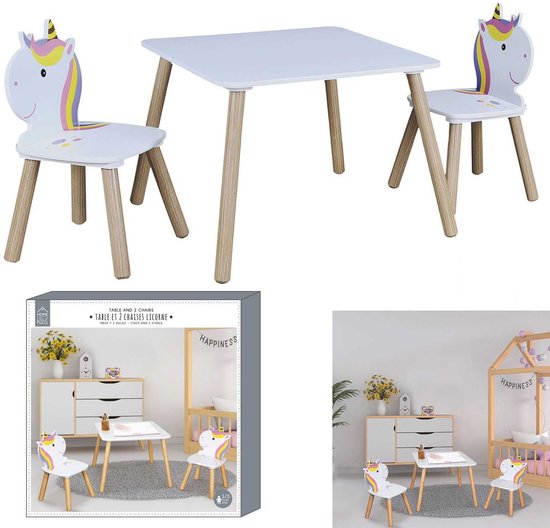 Unicorn Kindertafel set met Stoeltjes - Tekentafel Kinderen