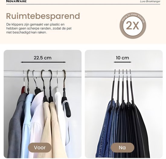 Luxe Broekhanger – 20 stuks – Metalen Kledinghangers – Kledingkast Organizer – Kleerhangers – Ruimtebesparende Broekhangers – Anti-slip - Zwart