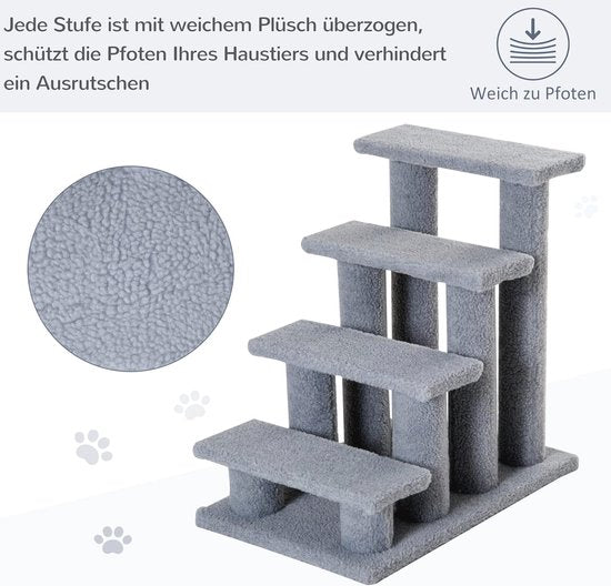 4goodz Huisdierentrap Katten- en Hondentrap 4 treden 63,5x43x60cm Grijs