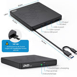 Vesfy Externe DVD-CD Speler en Brander - Compatibel met Windows, Mac en Linux - USB 3.0 Hoge Snelheid
