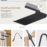 Luxe Broekhanger – 20 stuks – Metalen Kledinghangers – Kledingkast Organizer – Kleerhangers – Ruimtebesparende Broekhangers – Anti-slip - Zwart