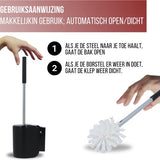 4bathroomz® Dichte Toiletborstel met Wandhouder - Automatische Zwarte Wc borstel
