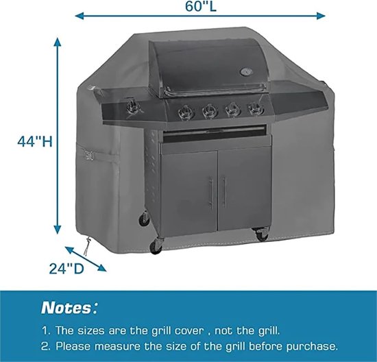 BBQ Hoes - 150 x 100 x 125 cm - Universeel - Barbecue Hoes Waterafstotend - BBQ Accessoires - Beschermhoes met Trekkoord - Gasbarbecue Accessoires