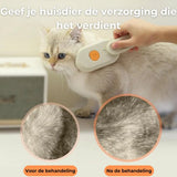 NOVIFY® Luxe Kattenborstel - Hondenborstel - Kattenkam met Massagefunctie - met Stoom - Kortharig - Langharig - Kaki
