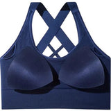 SparkNine Stride sport-bh - met uitneembare pads - XXL - blauw - cross-back - medium support - zacht & elastisch materiaal