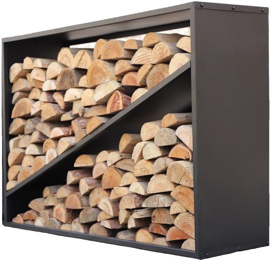 Westmann® Haardhout rek Hugo - 35x115x80cm - Houtopslag buiten - Zwart