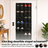 Schoenenzak voor aan de deur - 24 vakken – Schoenen organizer - Hangende schoenen organizer - Schoenen Opbergsysteem - Ruimtebesparend - Zwart