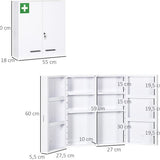 4goodz Medicijnkastje 2 deurs EHBO-kastje met slot RVS 18x55x60 cm - Wit