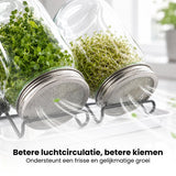 Kiemglas - 2 Stuks - 1000ML - Kiempot set - Groente kiemen - Kiempotten voor Kiemgroenten - Inclusief Houder