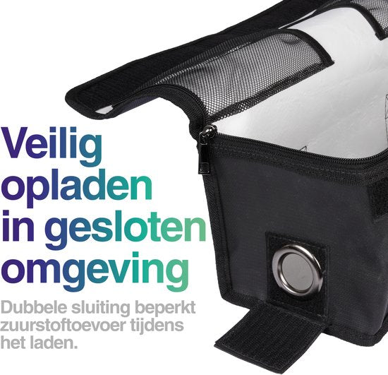 Goods&Co Accutas Ebike Brandveilig - Twee stuks - Elektrische Fiets Accu Tas - Beschermhoes E-bike - 49 × 15 × 15 cm - Brandwerende Zak Fietsaccu - Hittebestendige Lipo Bag voor E Bike - Brandzak - Brandveiligheid– Accuhoes – Saver Hoes - Zwart