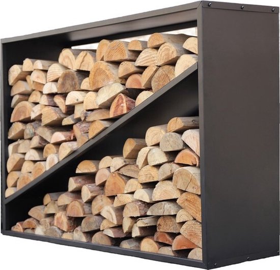 Westmann® HaardHout Rek Hugo - 35x115x80cm - Houtopslag buiten - Zwart