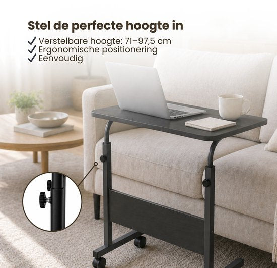Laptoptafel op Wielen - In Hoogte Verstelbaar