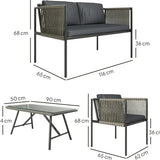 4goodz Tuinmeubelset 4-delig met salontafel, bank en 2 stoelen
