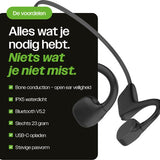 REBØNE® Core Bone Conduction Headphone – Draadloze oordopjes - Sport Oortjes Draadloos – Open Ear Hardloop Oordopjes – Bluetooth – 9 uur speeltijd – IPX5 – Zwart