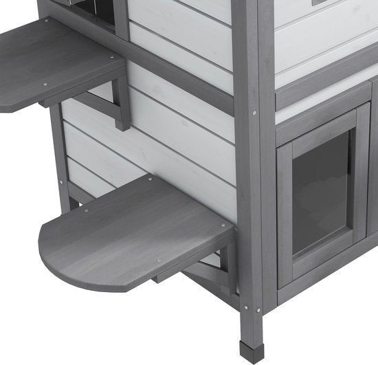 4goodz Kattenhuis 2 laags 78x55x91 cm - Grijs