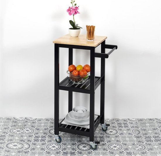 Home Deco Factory Keukentrolley – 2 Etages – Verrijdbaar - Zwart