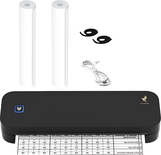 NovaWare® Thermische Printer A4 - Sticker Printer - Pocket Printer - Mini Printer voor Mobiel - Laptop - tablet - Verzendlabel - Barcode - Tattoo - Portable Printer - Shipping Label - Zwart
