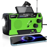 Vesfy Noodradio Solar Opwindbaar - Oplaadbaar & Batterijen - 7400mWh - LED Zaklamp - AM-FM Radio - Draagbare Radio voor Noodpakket
