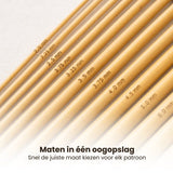 Breinaalden Set Bamboe 36 Stuks - 18 Verschillende Maten - 35 cm Lang - 2 tot 10 mm Dikte - Ergonomische Breinaald - Kwalitatief Hoogwaardig Bamboe