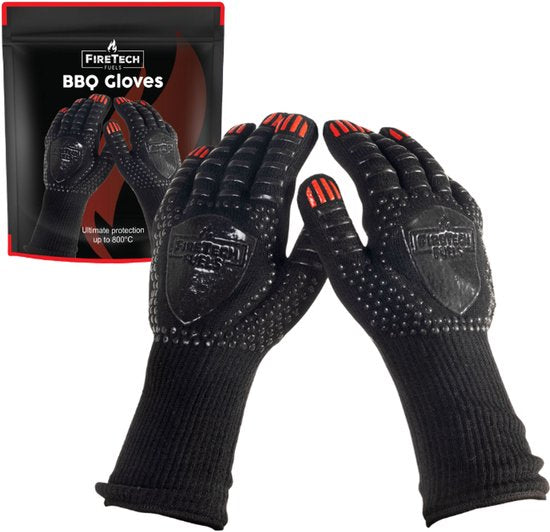 FireTech - Premium BBQ Hanschoenen - Hittebestendig tot 800 °C - Oven handschoenen - Extra lange mouw - BBQ Accessoires