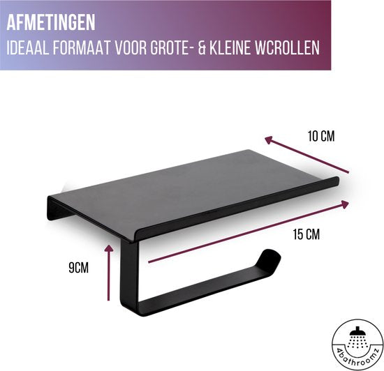 4bathroomz® Toiletrolhouder met planchet voor telefoon - wc rolhouder